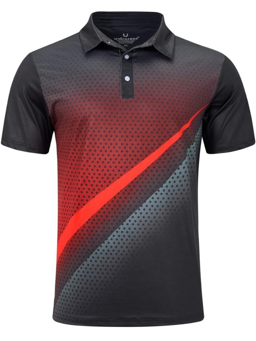 NWT Men's Black Dry Fit Performance Polo with Red Diagonal Stripe size XL Golf
